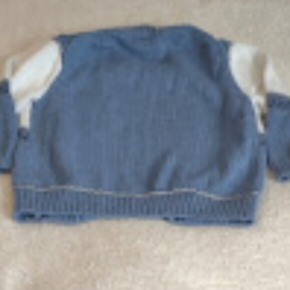 JANIE AND JACK BLUE AND WHITE BUTTON FRONT CARDIGAN MOOSE MOTIF COTTON 18-24MO - Picture 5 of 7